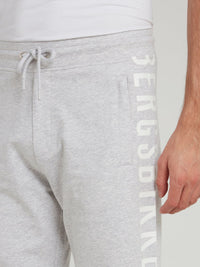 Grey Logo Side Stripe Fleece Pants