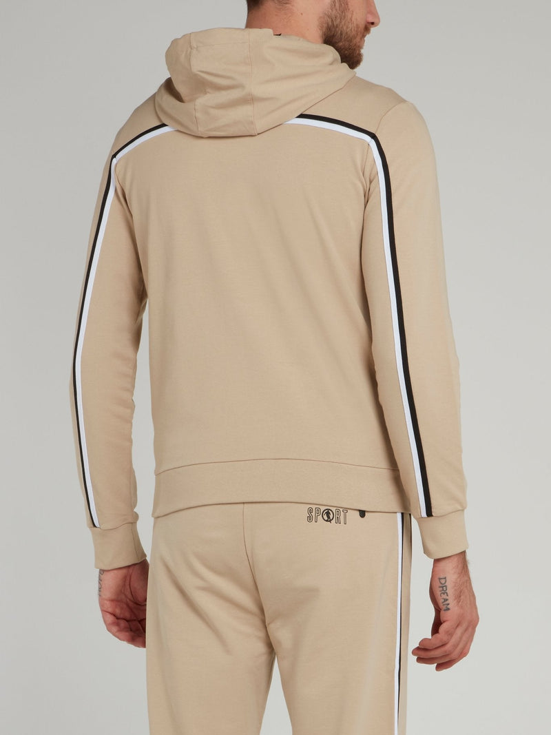 Beige Sport Icon Hooded Jacket