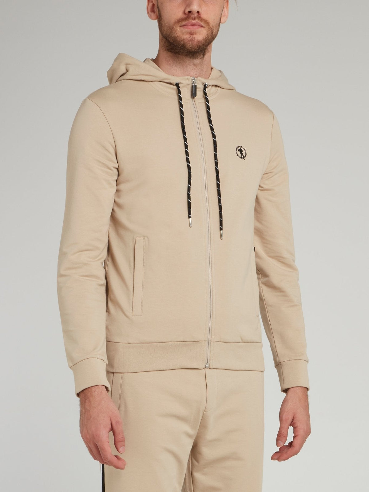 Beige Sport Icon Hooded Jacket