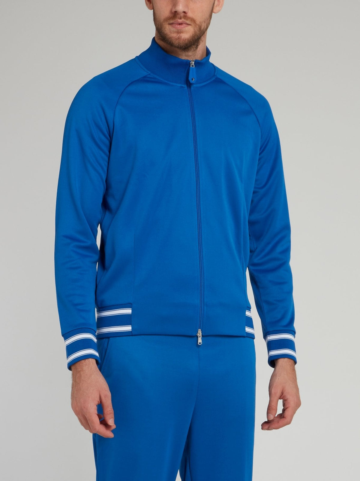 Blue Raglan Zip Up Jacket