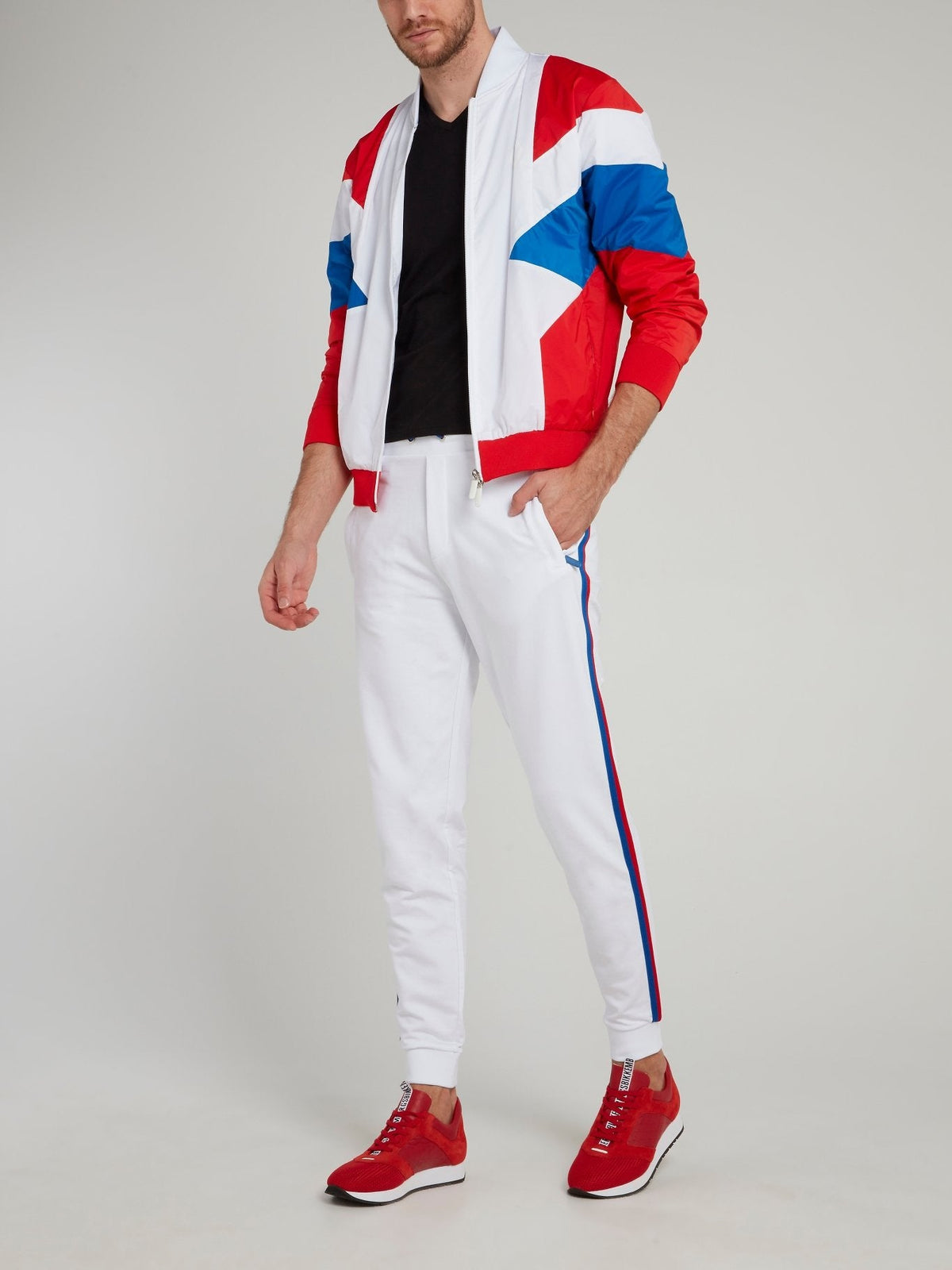 White Colour Block Jacket