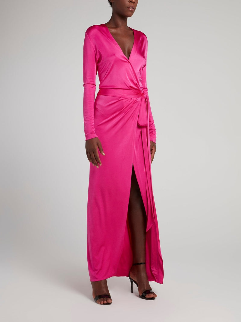 Pink Wrap Maxi Dress