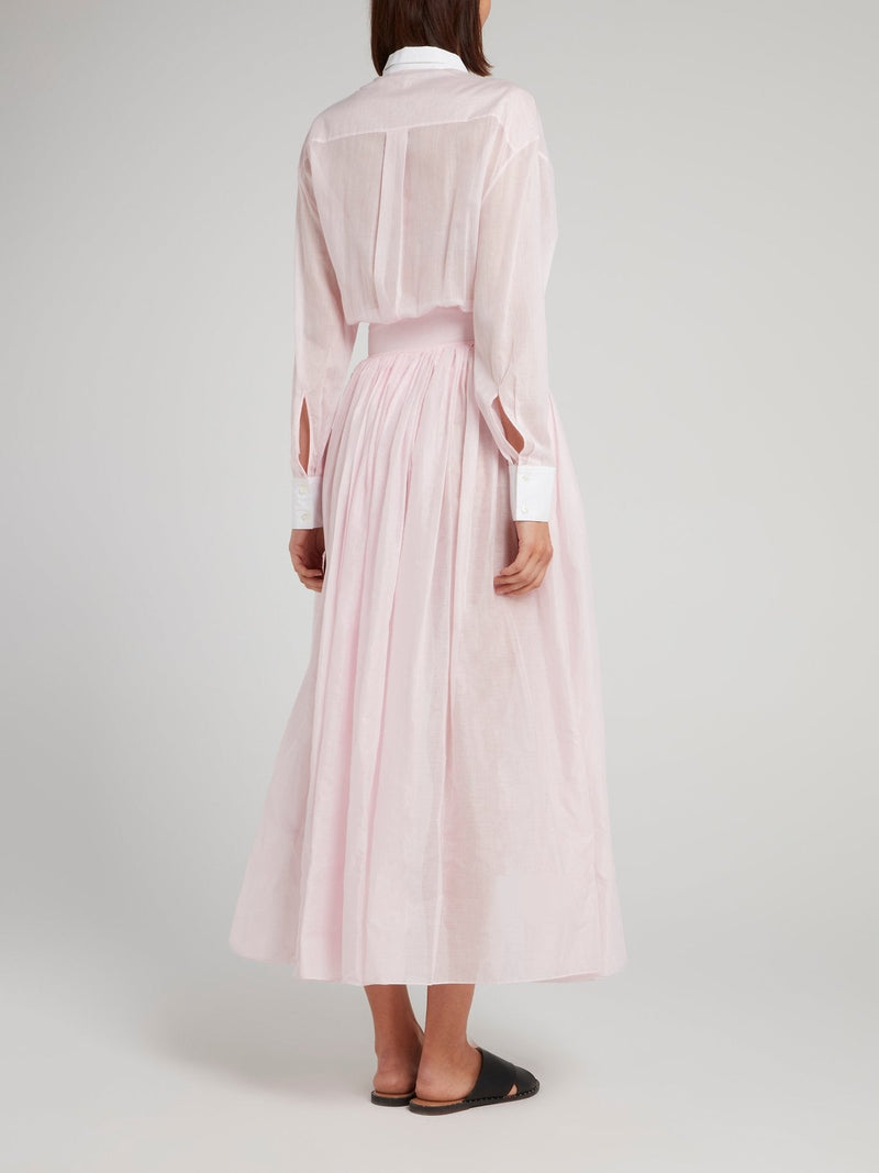 Pink Long Sleeve Maxi Dress