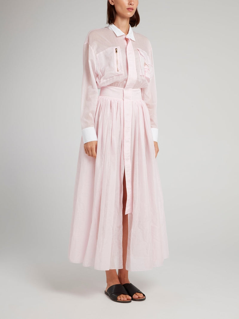 Pink Long Sleeve Maxi Dress