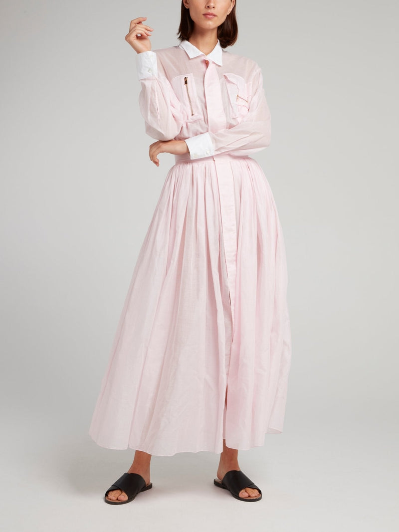 Pink Long Sleeve Maxi Dress