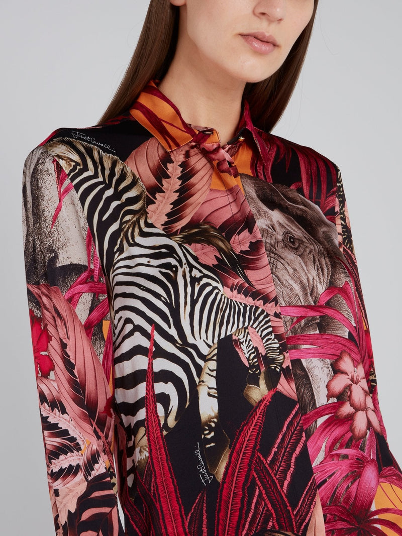 Pink Jungle Print Viscose Shirt