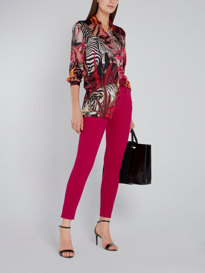 Pink Jungle Print Viscose Shirt