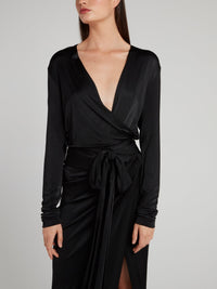 Black Wrap Maxi Dress