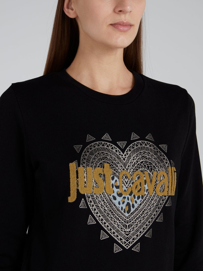 Black Embellished Logo Sweatshirt