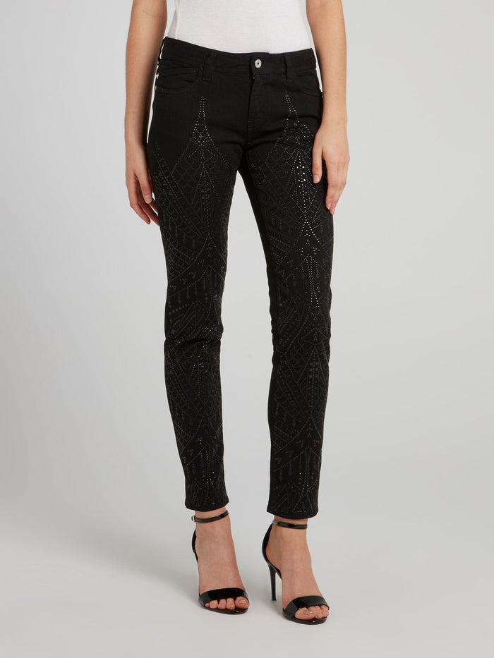 Black Multi-Stud Skinny Jeans