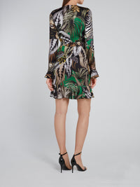 Tropical Print Frill Hem Dress