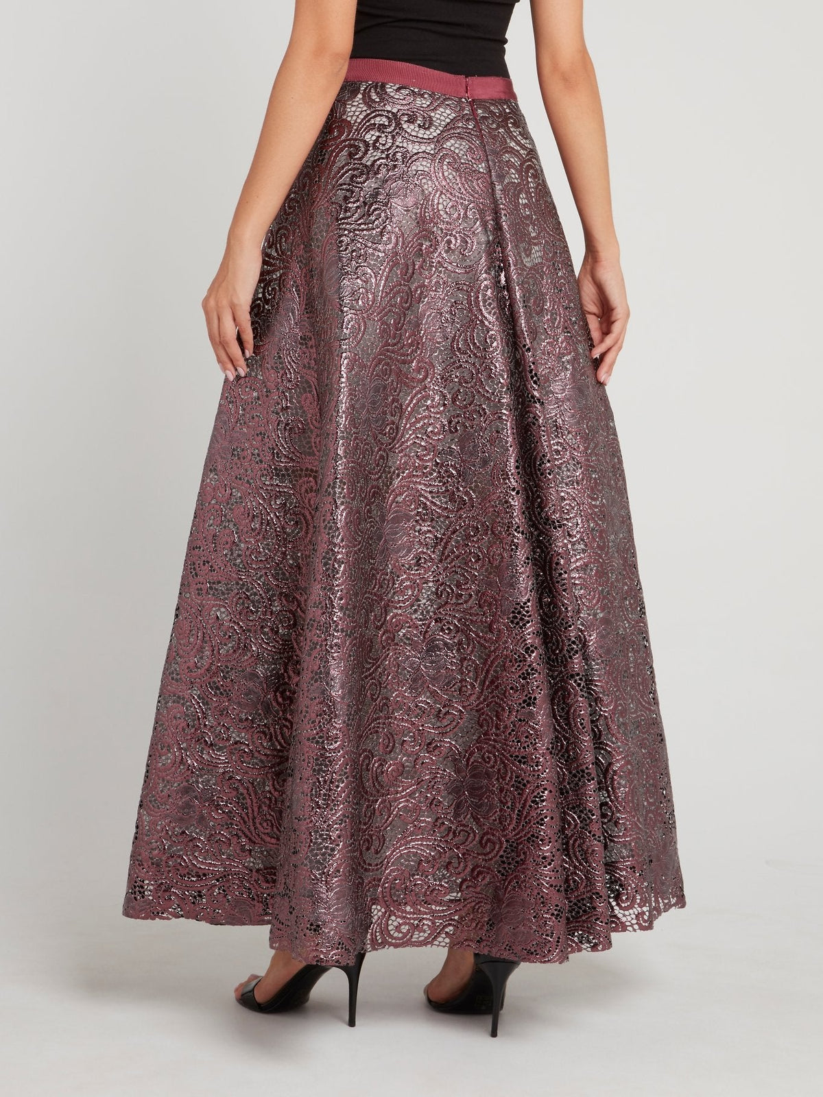 Purple Baroque Mesh Maxi Skirt