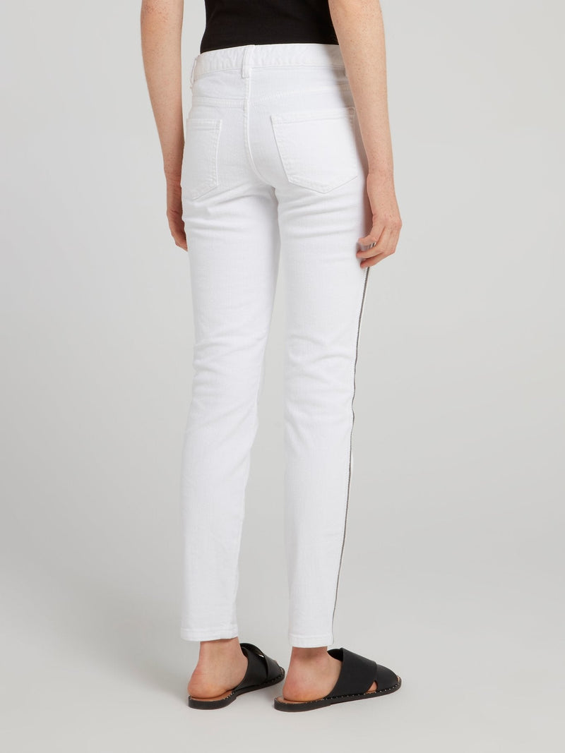 White Side Stripe Jeans