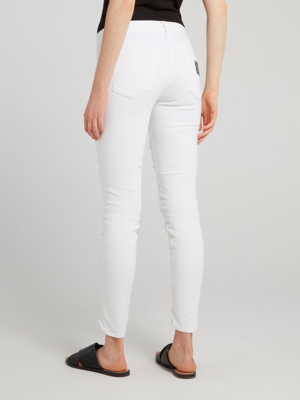 White Tattered Skinny Jeans