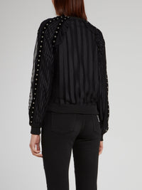 Black Ring Embellished Sports Jacket