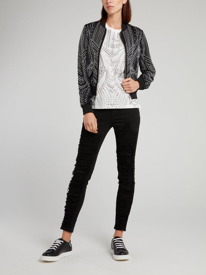 Black Multi-Stud Bomber Jacket