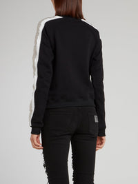 Black Sleeve Stripe Appliquéd Sweatshirt