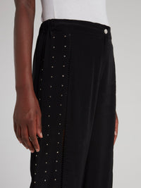 Black Side Studded Trousers