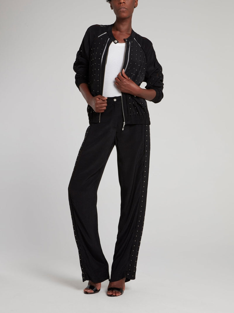 Black Side Studded Trousers