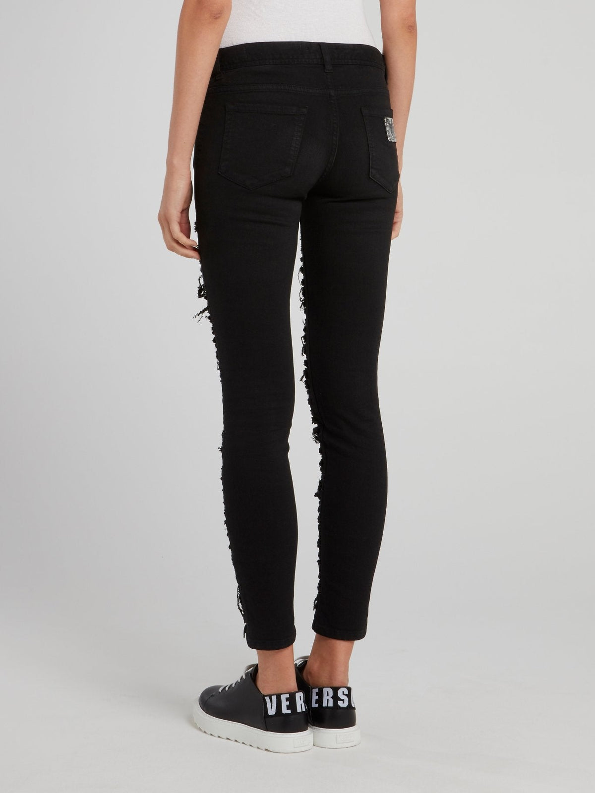 Black Tattered Skinny Trousers