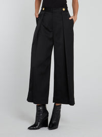 Black Button Embellished Culottes