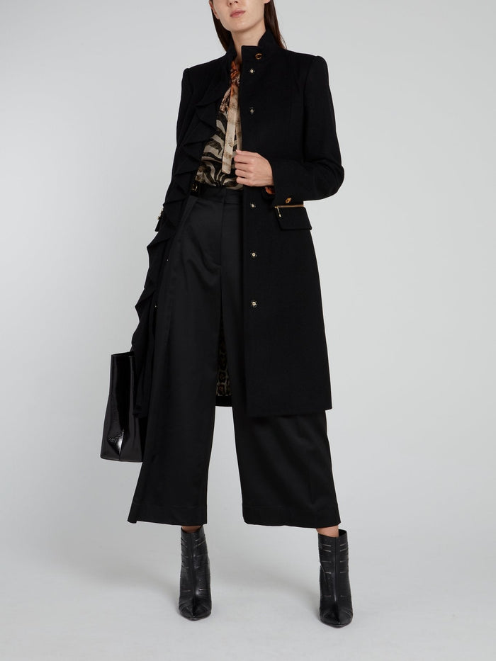 Black Button Embellished Culottes