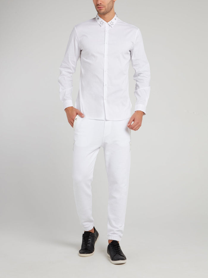 White Star Embellished Collar Shirt