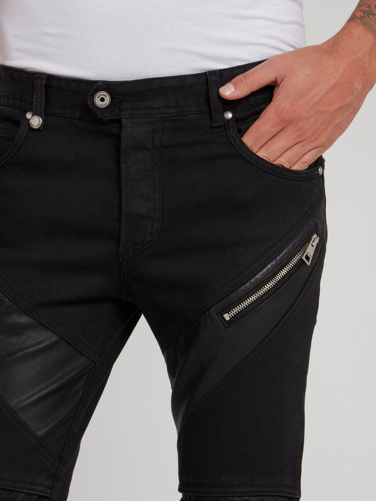 Black Zipper Embellished Trousers