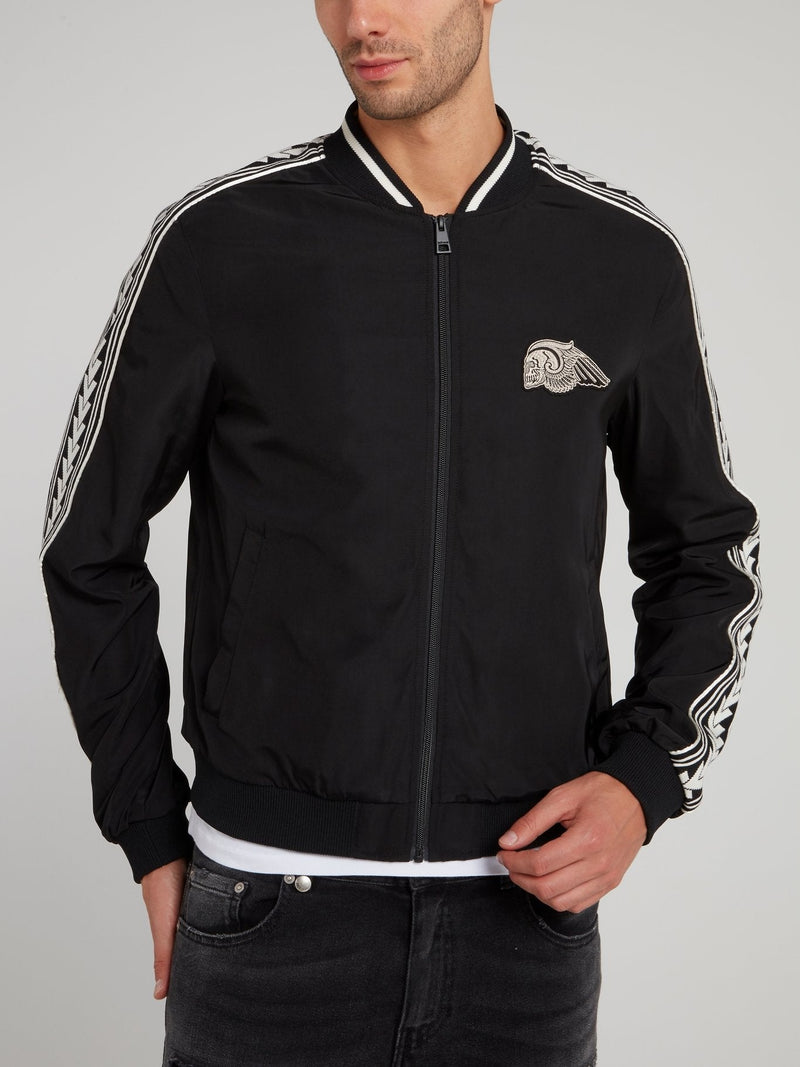 Black Sleeve Stripe Bomber Jacket