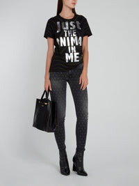 Black Zebra Print Statement T-Shirt