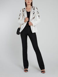 White Embellished Geometric Blazer