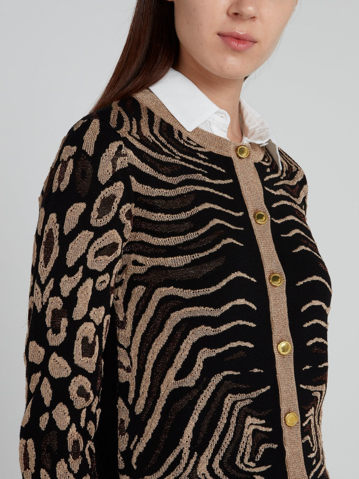 Gold Patterned Knit Pullover