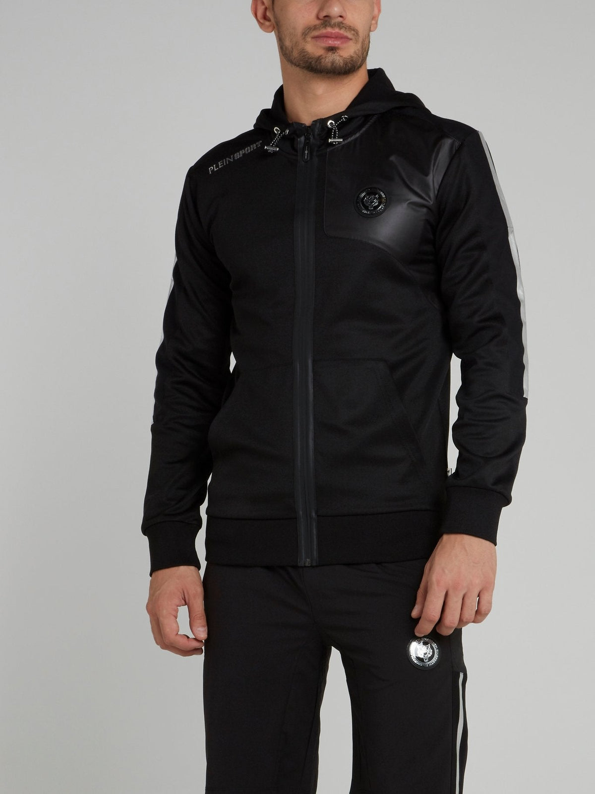 Black Hooded Sweat Jacket