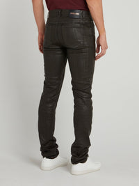 Black Metallic Slim Fit Pants