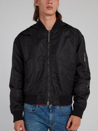 Black Nylon Bomber Jacket