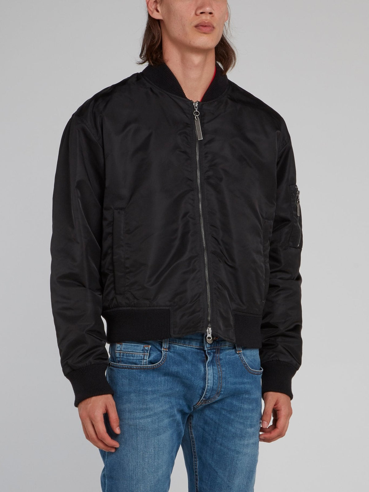 Black Nylon Bomber Jacket