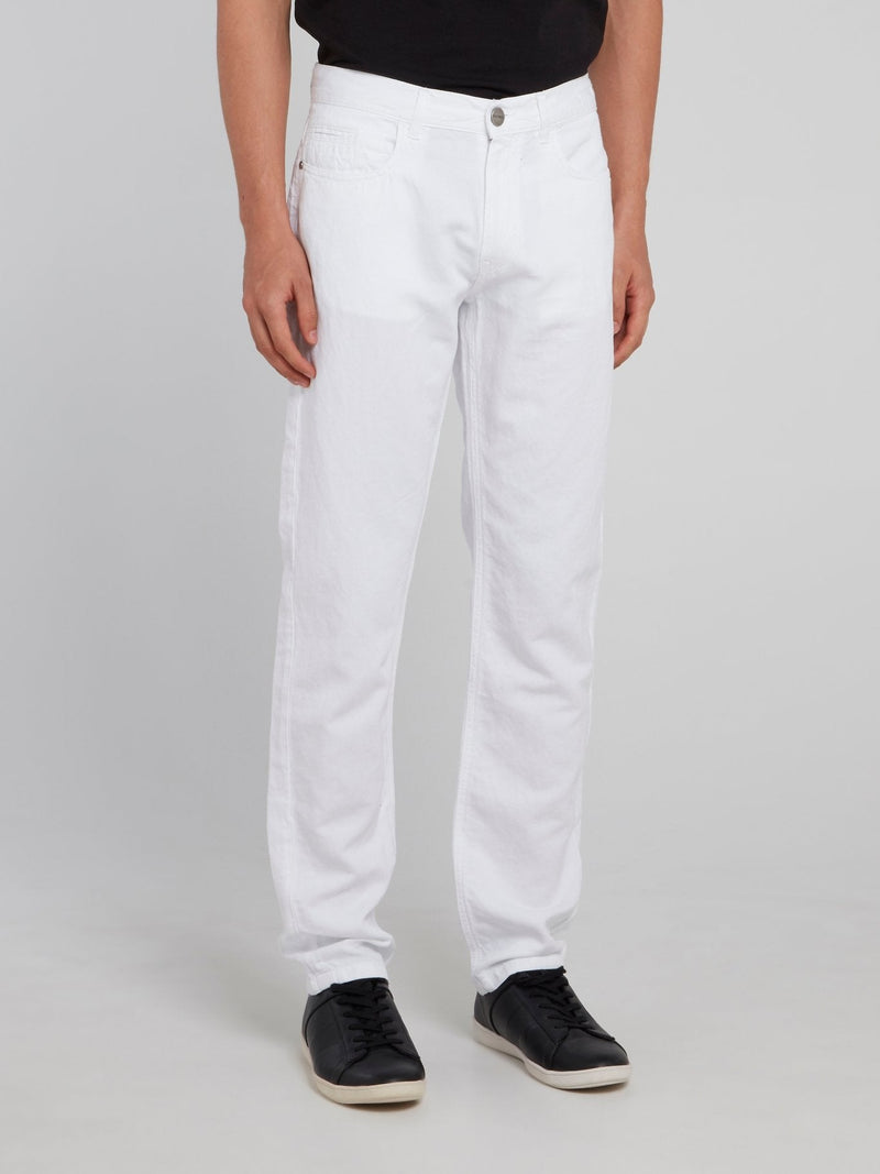 White Straight Leg Trousers