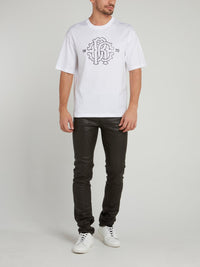 White Logo Half Sleeve T-Shirt