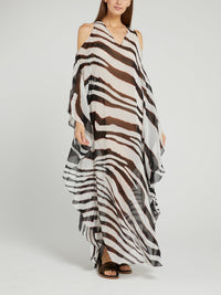 Zebra Effect Flounce Maxi Dress