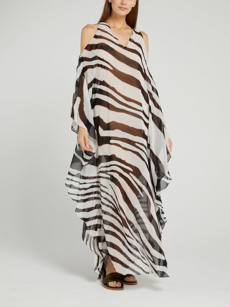 Zebra Effect Flounce Maxi Dress