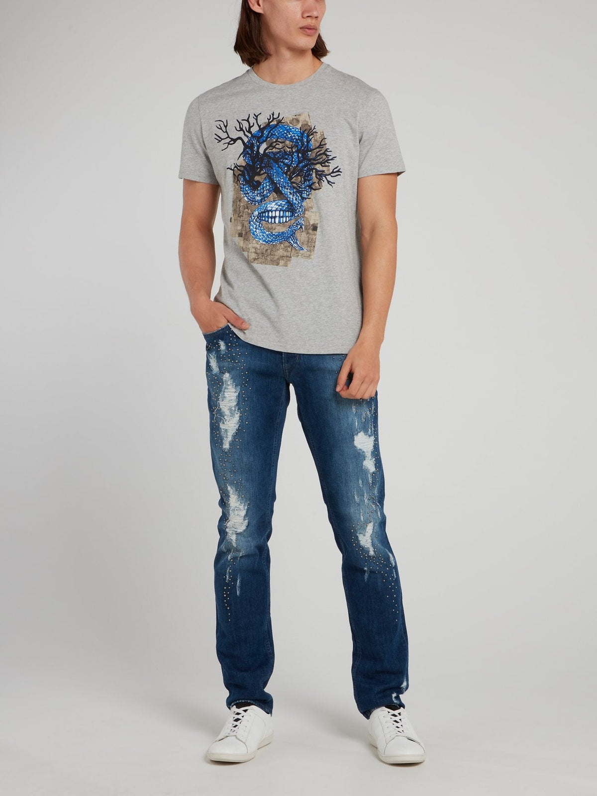 Grey Snake Print T-Shirt