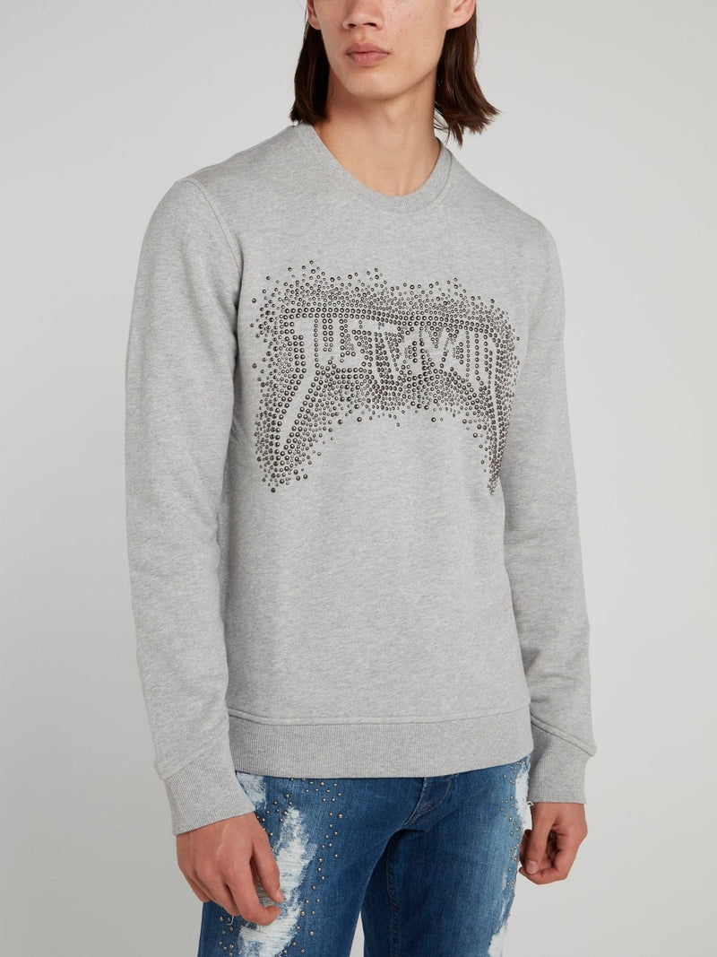 Grey Studded Logo Sweatshirt