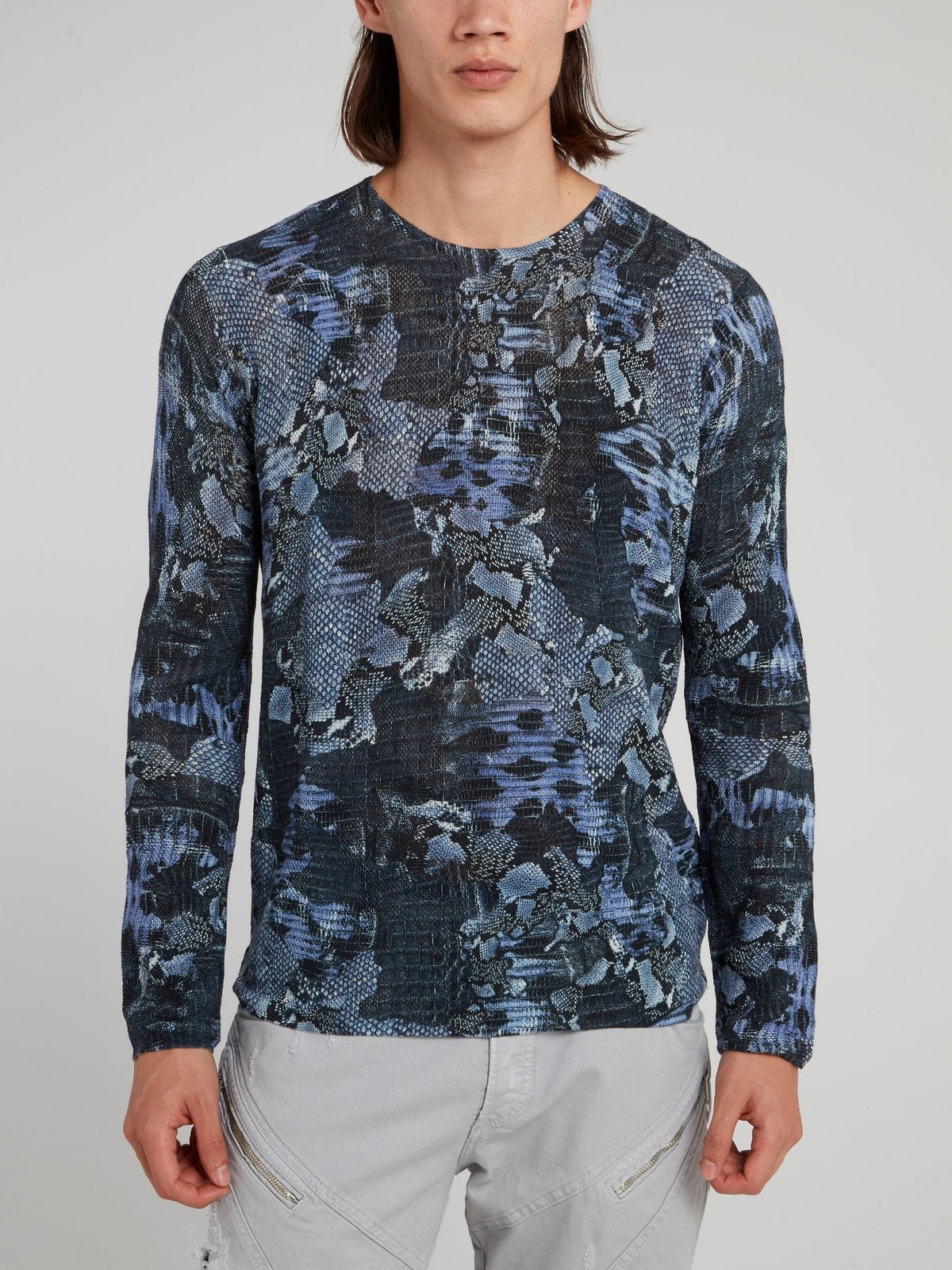 Navy Python Effect Pullover