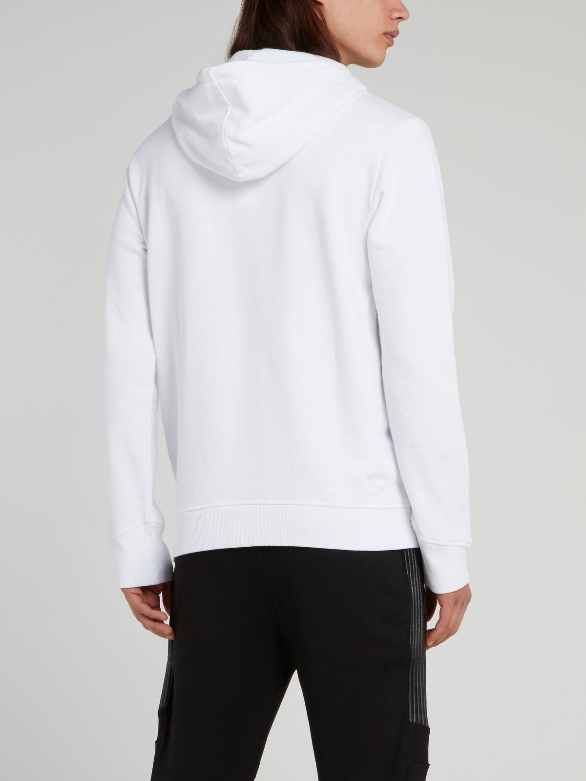 White Graphic Print Hoodie