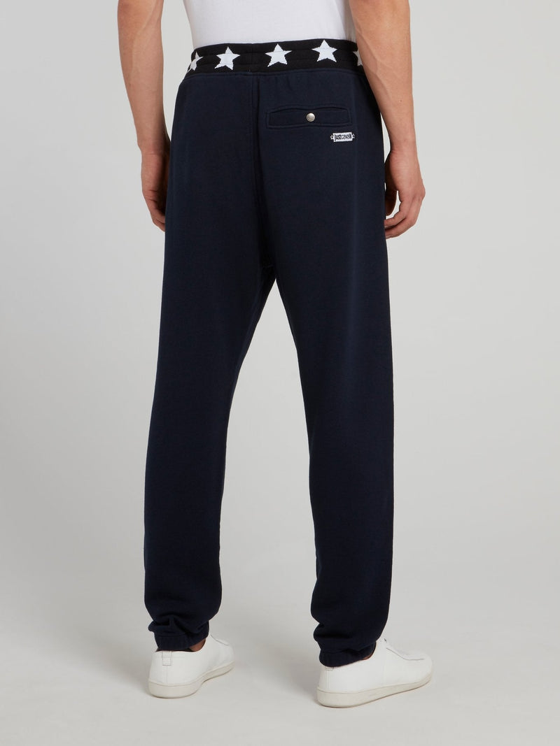 Navy Star Print Waistband Trousers