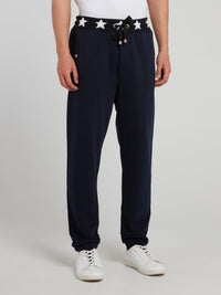 Navy Star Print Waistband Trousers