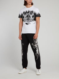 Black Dragon Print Trousers