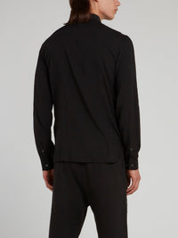 Black Micro-Stud Long Sleeve Shirt