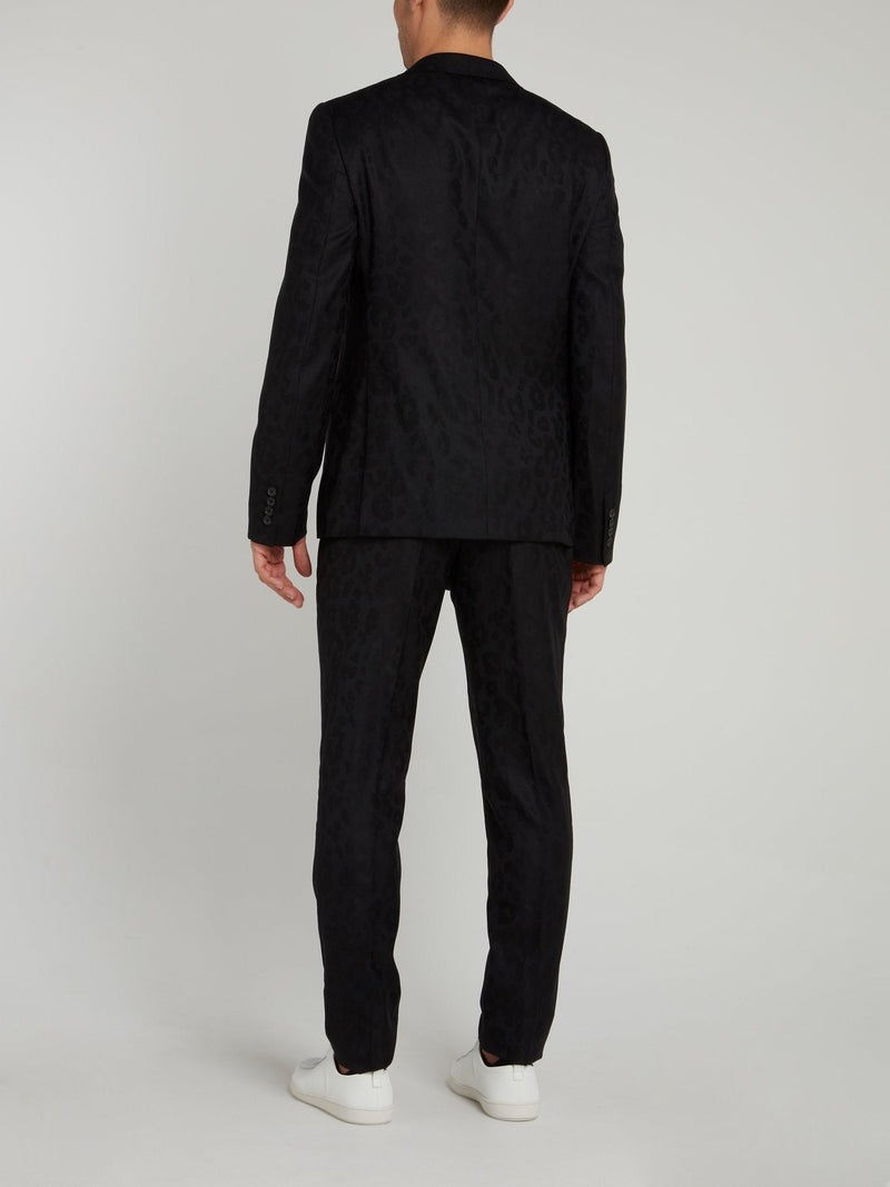 Black Leopard Woven Suit