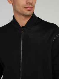 Black Woven Bomber Jacket